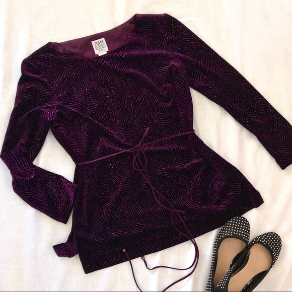 R & M Richards Tops - R&M Richards Purple Tunic w/ Beaded Pattern 12P